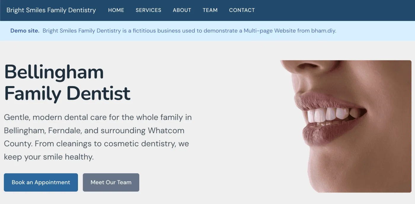 Multi-page site example