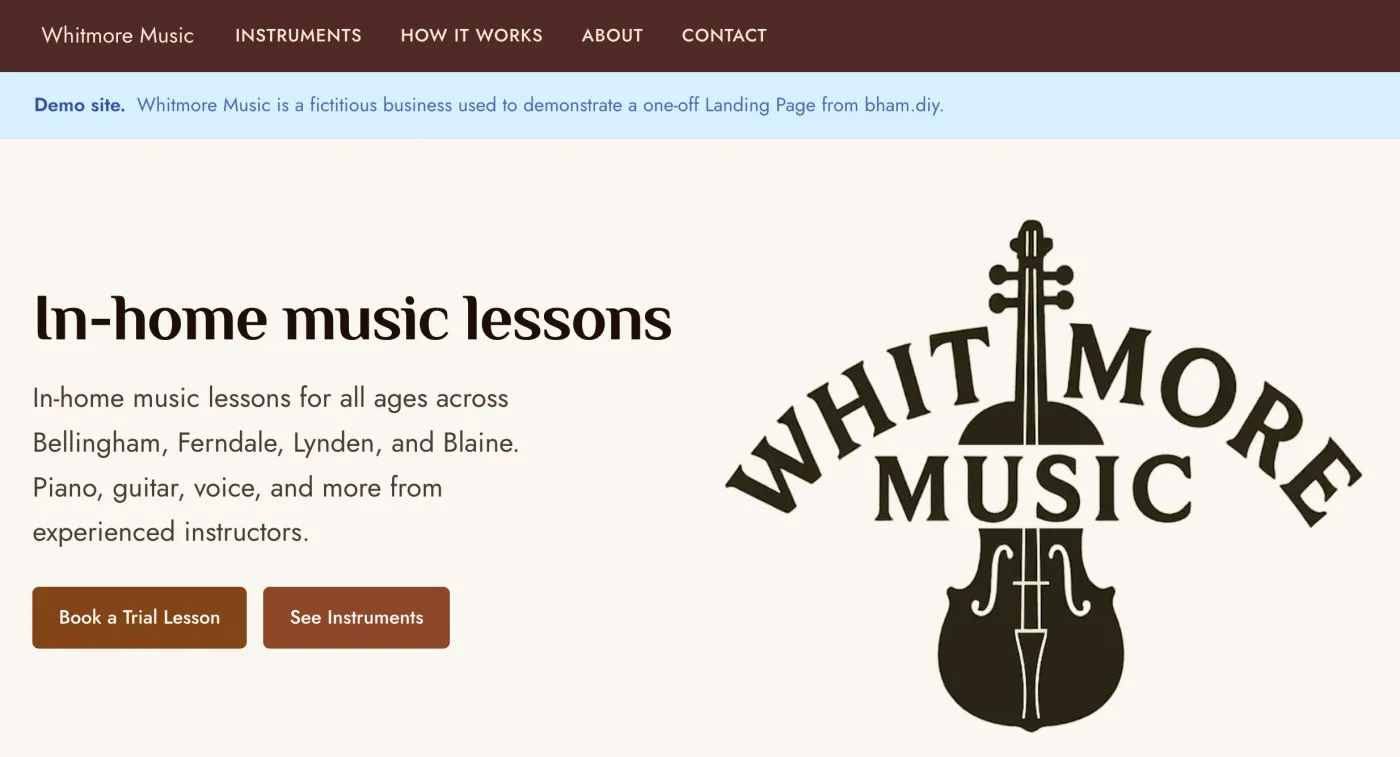 Landing page example